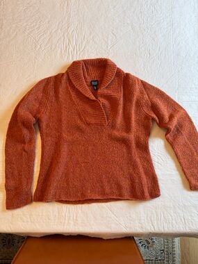 Eileen Fisher Russet Shawl-Collar Turtleneck Sweater size M
